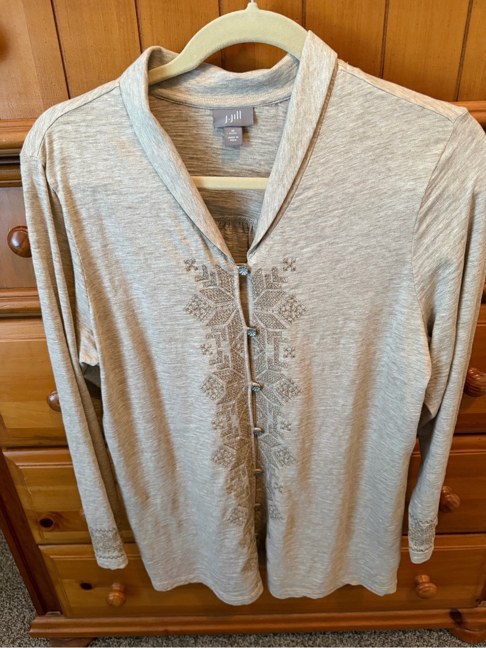 J. Jill Women's Beige Embroidered Lightweight shirt